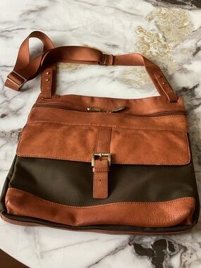 Two-Tone Brown & Olive Women's Messenger Bag